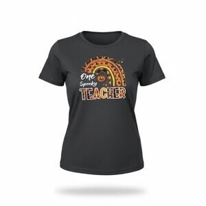 One Spooky Teacher Halloween T-Shirt Women’s Large Black Graphic Tee